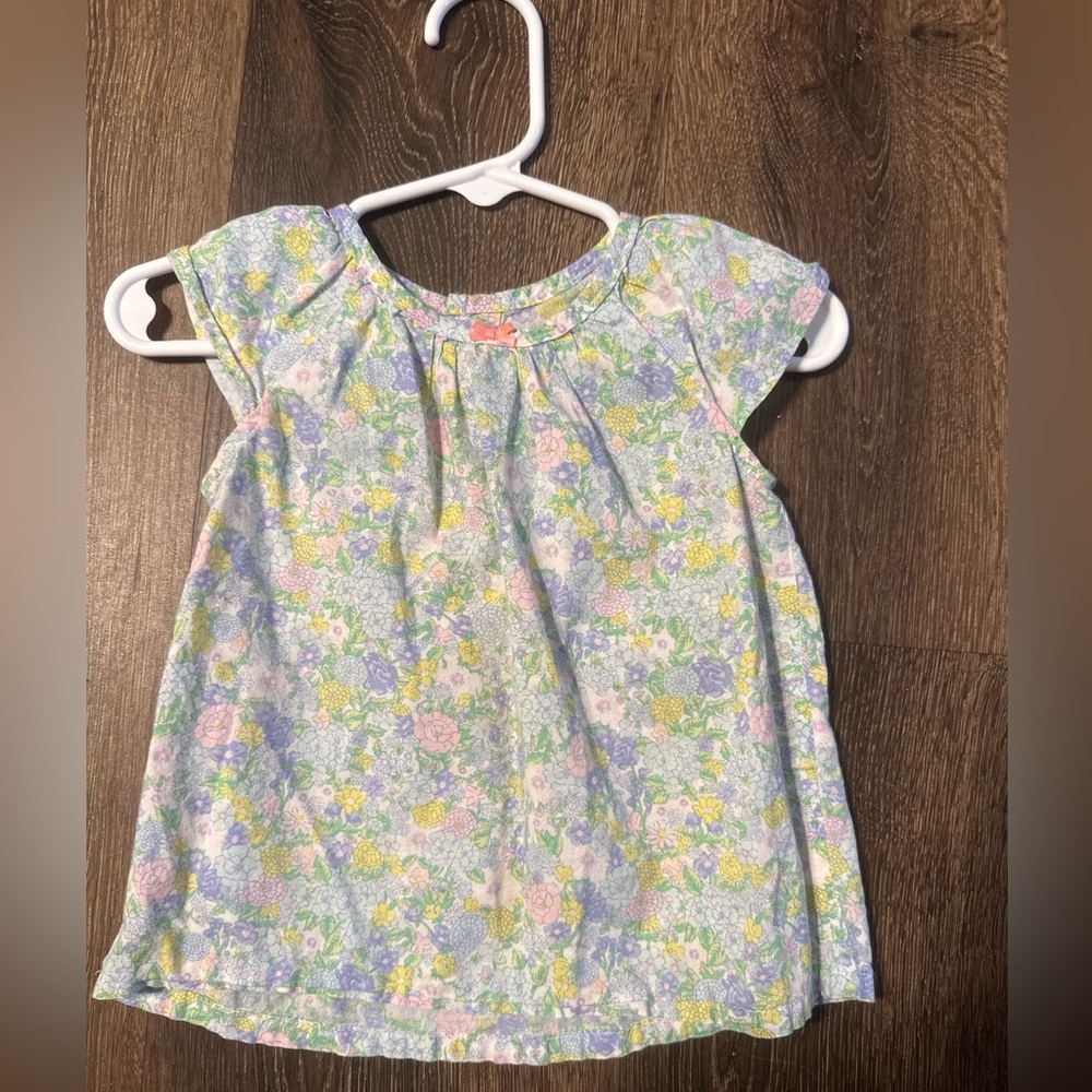 Carters pastel floral lightweight minimalist top with pink bow size 18M - Picture 1 of 11